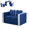 Kids Sofa Set 2-in-1 Multi-Functional Toddler Table Chair Blue Modern Contemporary Wood Cushioned Seat