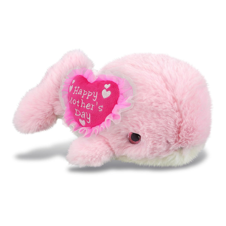 Plush Pink Whale Small with Heart 7 Inches Polyester