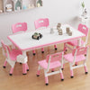 Kids Table and 6 Chairs Set Pink Wood Almond Finish