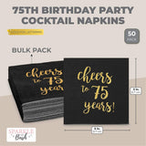 75 Birthday Party Cocktail Napkins Cheers To Years (5 X 5 In 50