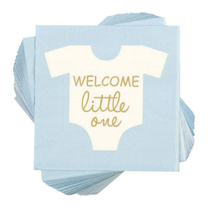 100 Disposable Boy Baby Shower Cocktail Paper Napkins Party Decorations 5"x5" Blue