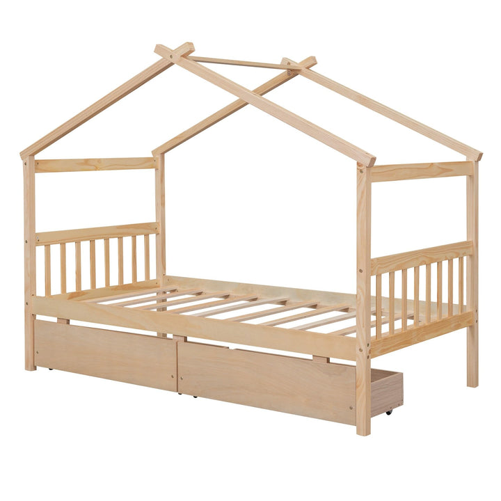 Bed Playhouse Design Twin Size Kids Brown Mid-Century Modern