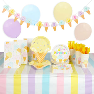 Ice Cream Birthday Party Decorations Dinnerware Bags Pieces Multi Color Solid Casual Round Wood Over 60 Piece