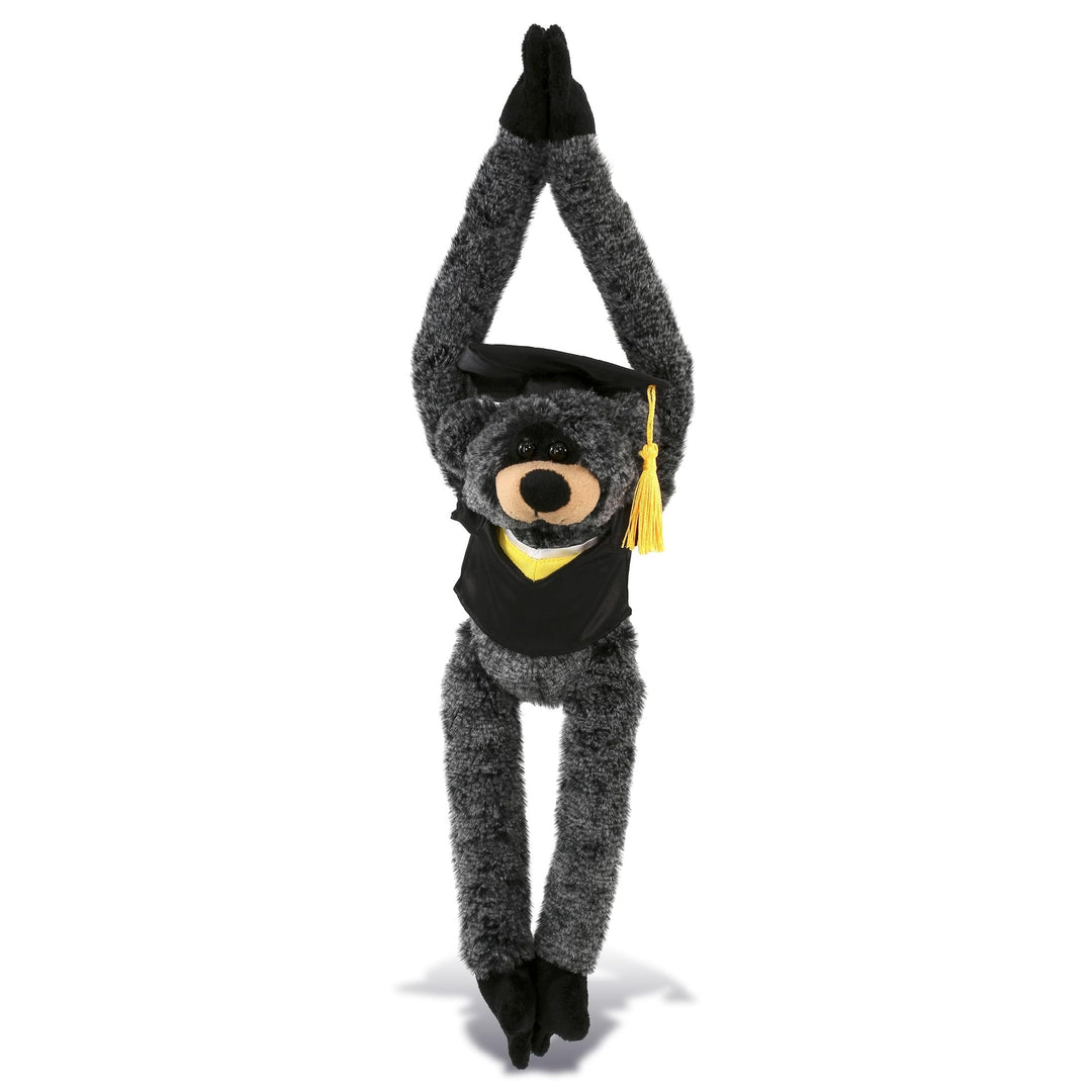 Long Arms Black Bear Graduation Plush Toy with Gown and Cap 21 Inches Polyester