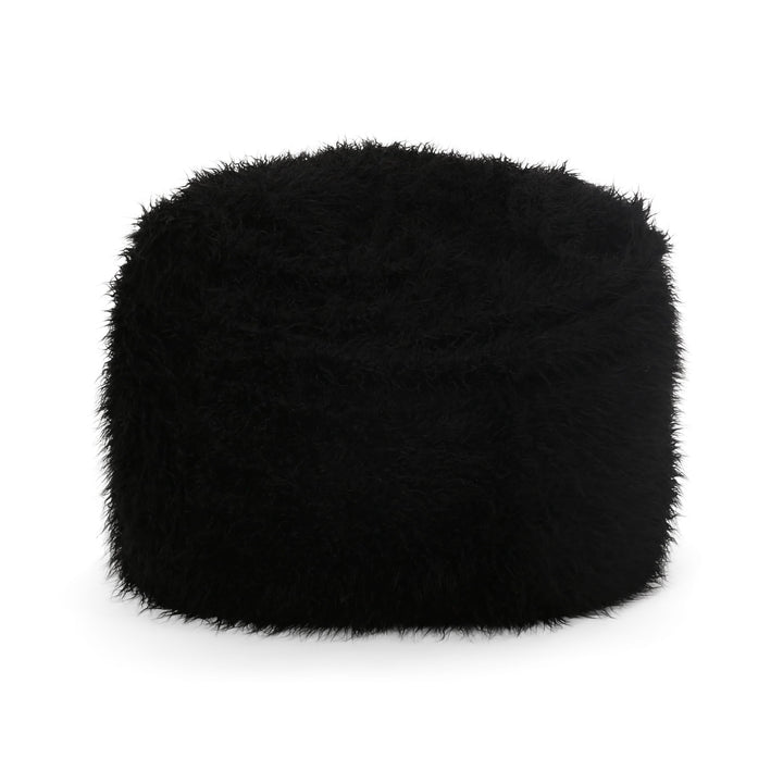 Rounded Fur Bean Bag with Softness and Comfort Black Modern Contemporary Foam Handmade