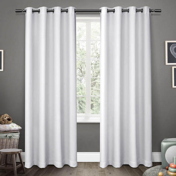 Exclusive Home Sateen Kids Twill Woven Room Darkening Blackout Grommet Top Curtain Panel Pair, 52