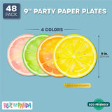 48 Summer Citrus Paper Dinner Plates Birthday Party Baby Shower 9in 9"