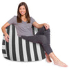 Posh Creations Bean Bag Chair for Kids, Teens, and Adults Includes Removable and Machine Washable Cover, Canvas Stripes Gray and White, 48in - X-Large