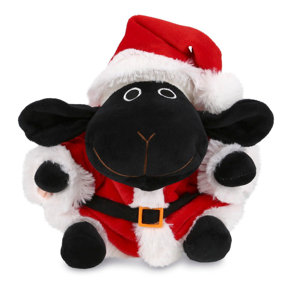 Santa Black Nose Sheep Stuffed Animal Plush with Outfit 6 Inches Red White Polyester