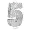 Small Silver Foil Number 5 Pinata for Kids 5th Birthday Party Decorations (15.7 X 9 3 in) Children's Paper Metallic Finish