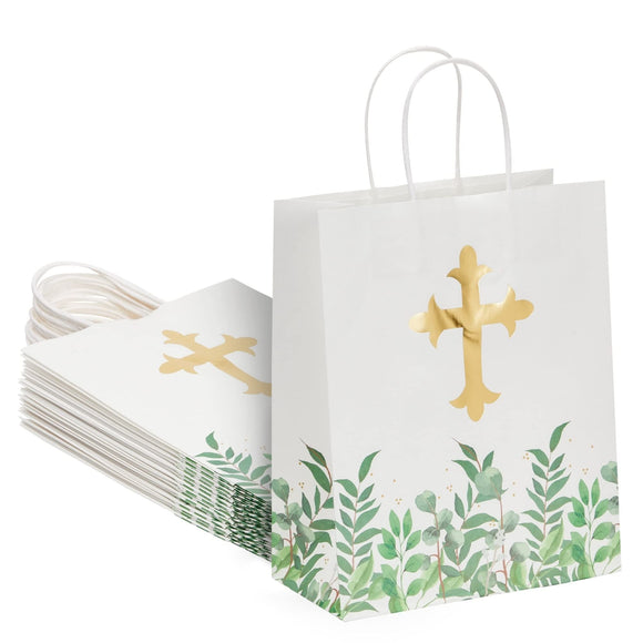 15x Religious Party Gift Bags for Kids Christening Baptism First Multi Color Casual Paper