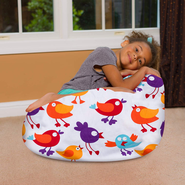 Posh Beanbags Bean Bag Chair Large-38in Canvas Birds