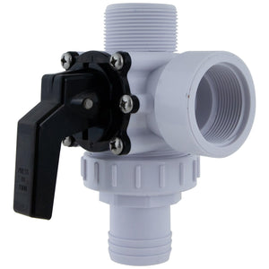 6.25-inch White Hydrotools Swimming Pool And Spa Standard Right Outlet 3-way Ball Valve 6.25" Plastic