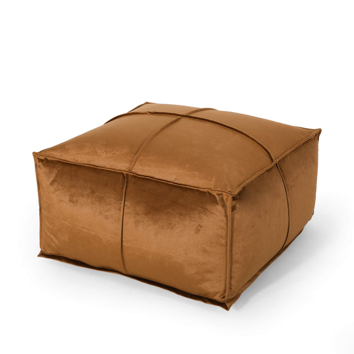 Christopher Knight Home Harrison Modern Glam Velvet Square Bean Bag Ottoman, Bronze