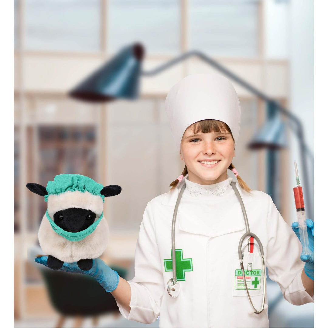 nose Sheep Doctor Plush with Scrub Cap and Mask 8.5 Inches