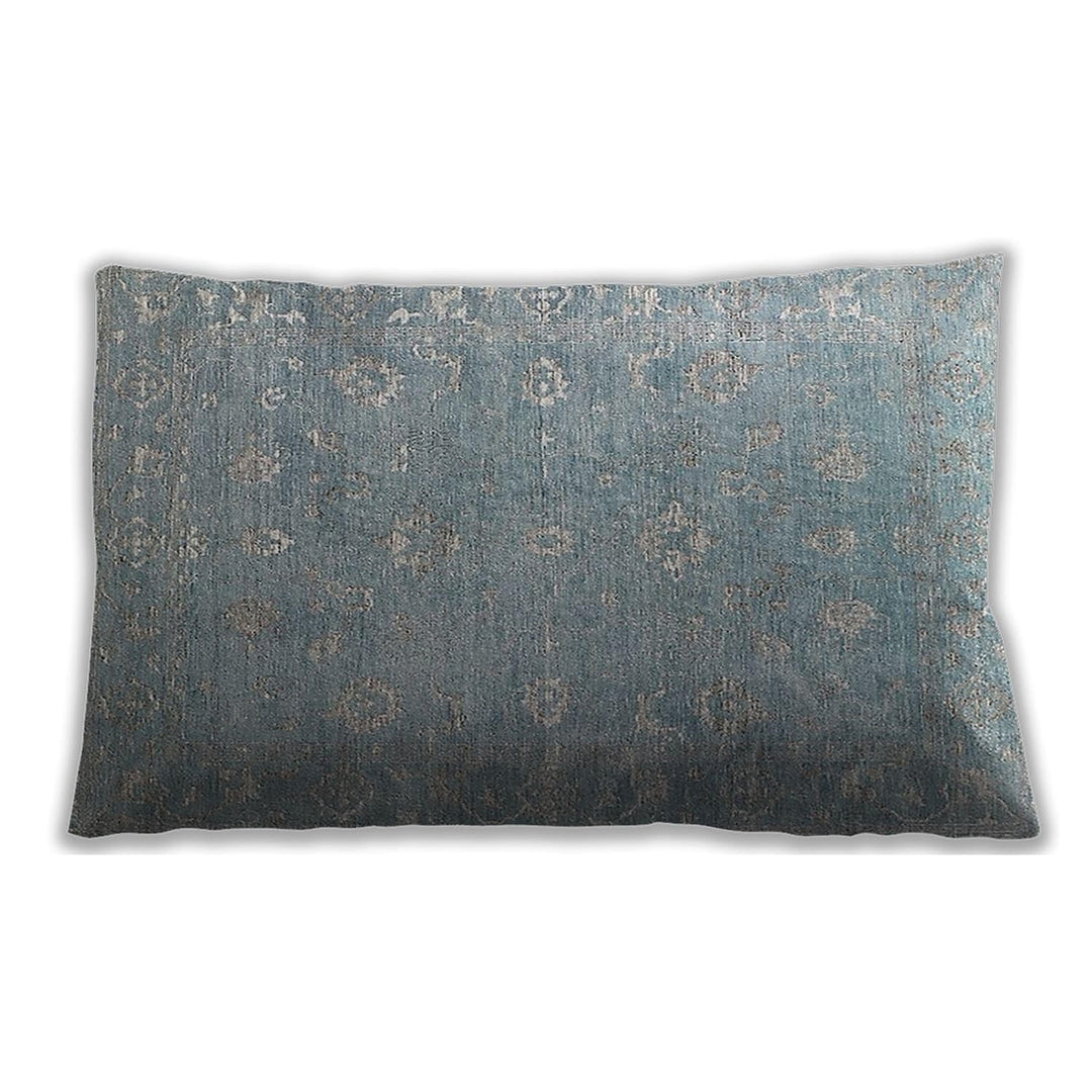 Mid-Century Modern Indoor-Outdoor Baby Blue Lumbar Throw Pillow Geometric Mid-Century Chenille Single Removable Cover