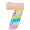 Large Number 7 Pinata For Girl's 7th Birthday Party Decorations Rainbow Pastel (21x15x4 In) Multi Color Children's Paper Matte