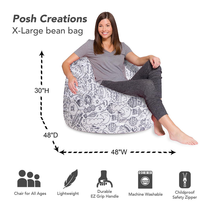 Posh Beanbags Bean Bag Chair Large-38in Canvas Birds