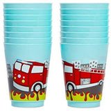 16 Oz Plastic Tumbler Cups Fire Truck Birthday rty Supplies (Blue