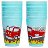 16 Oz Plastic Tumbler Cups Fire Truck Birthday rty Supplies (Blue