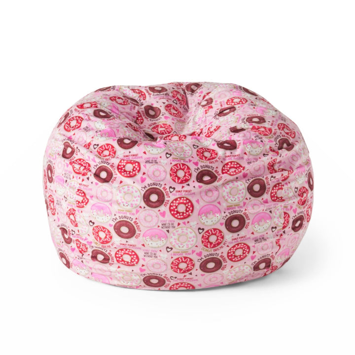 3 Foot Rounded Bean Bag Pink Donut Print Fabric