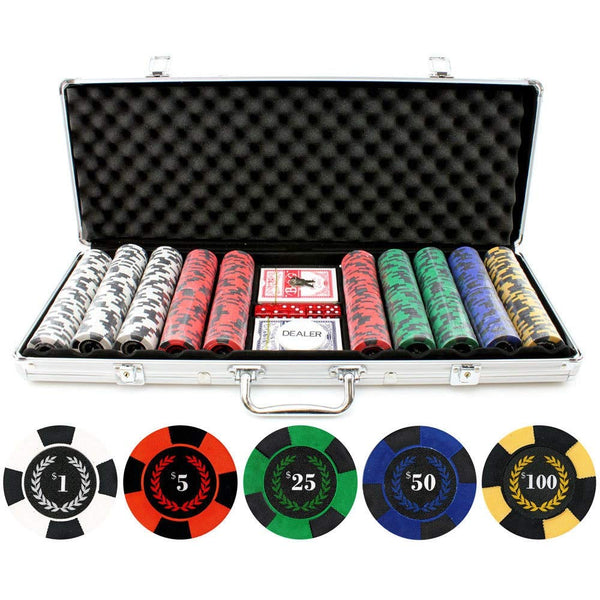 9.5-Gram 500-piece Roman Times True Clay Poker Chip Set