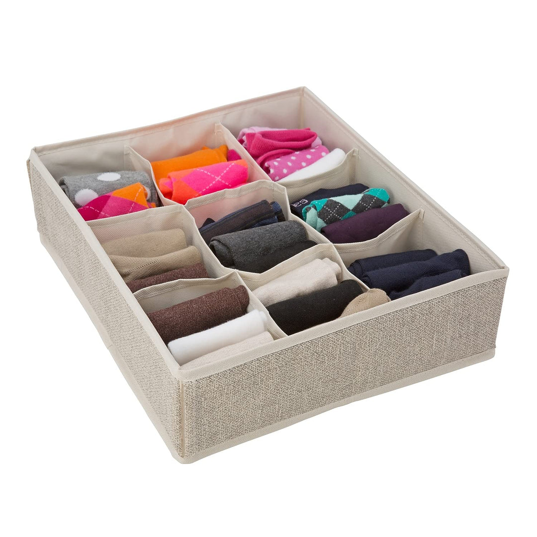 Simplify 9 Compartment Drawer Organizer, Good for Socks, Bras, Ties, Cami’s, Baby Clothes & Accessories