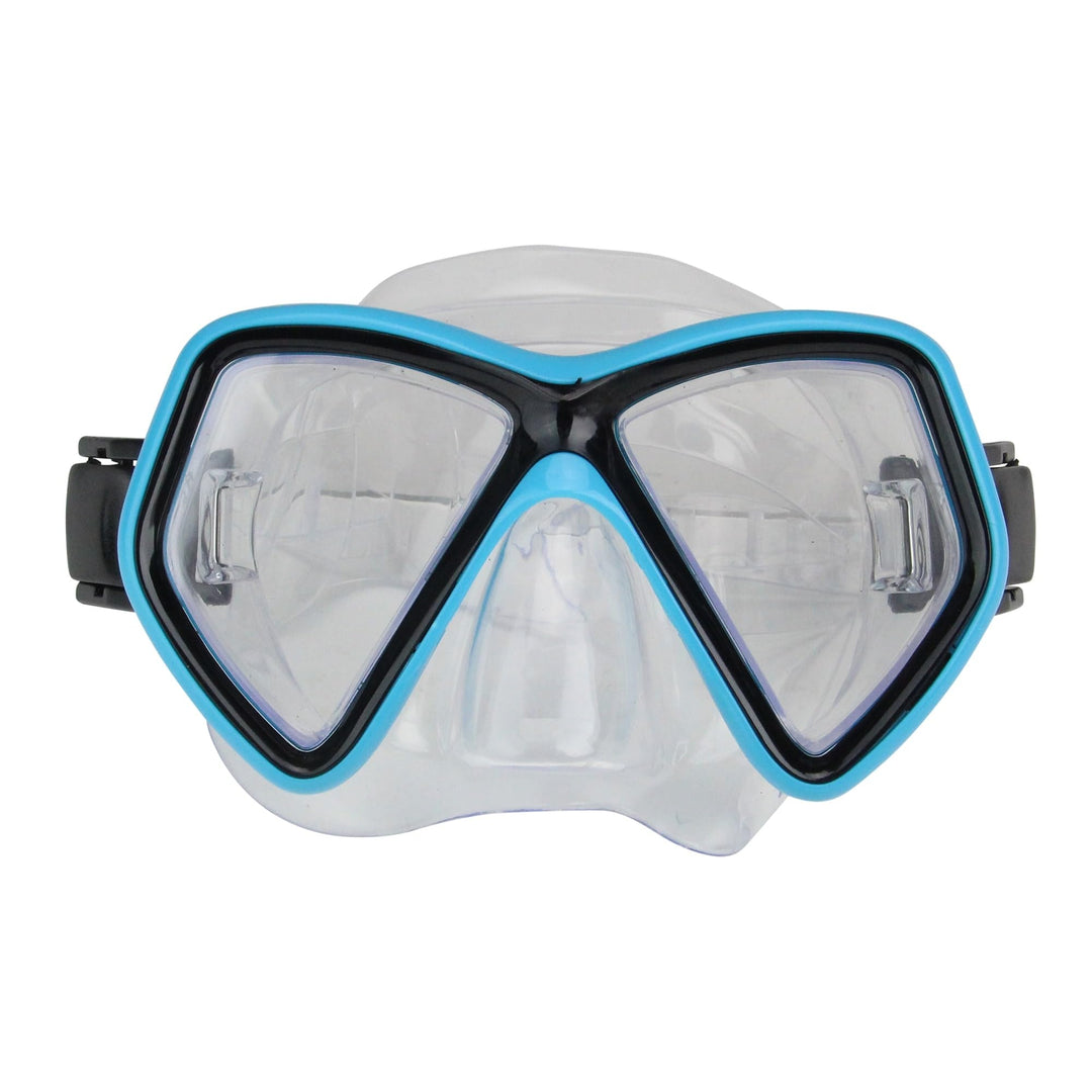 Aqua Blue and Black Children's Swimming Mask Ages 10 Up 6.25"