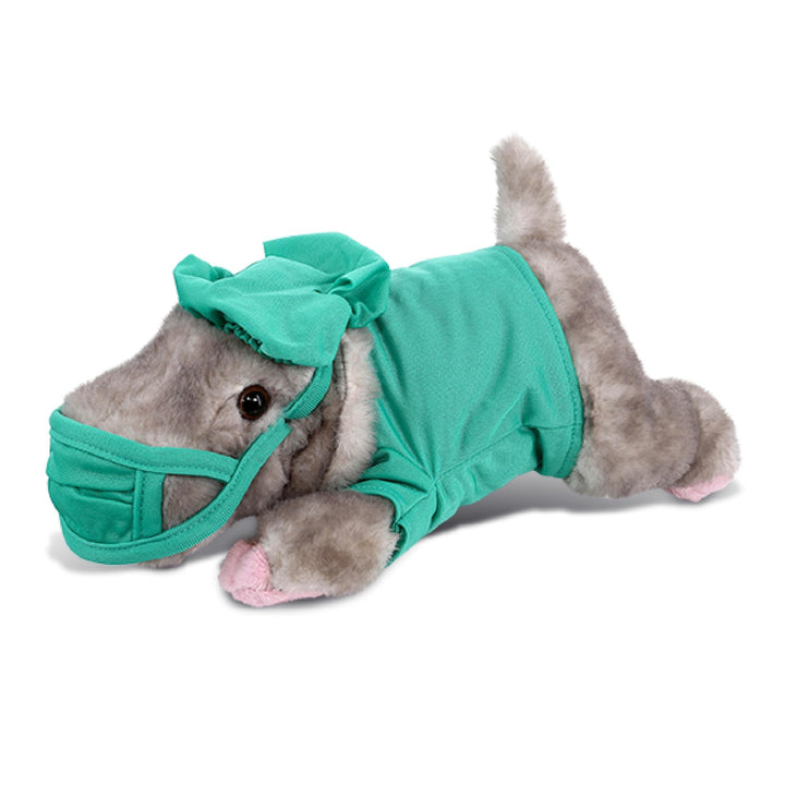 Hippo Doctor Wild Collection Plush Toy W/Scrub Uniform Cap 11 Inches Green Grey Polyester