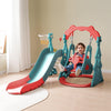 Toddler Swing Set with Slide and Basketball Hoop Red Floral Plastic