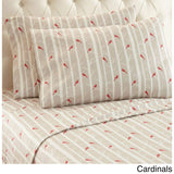 Girls Light Brown Cardinals Birds Sheet Twin Set, Light Red Color Bird On Branch Trees Pattern Kids Bedding for Bedroom, Modern Classic Forest Garden Nature Themed Teen, Flannel