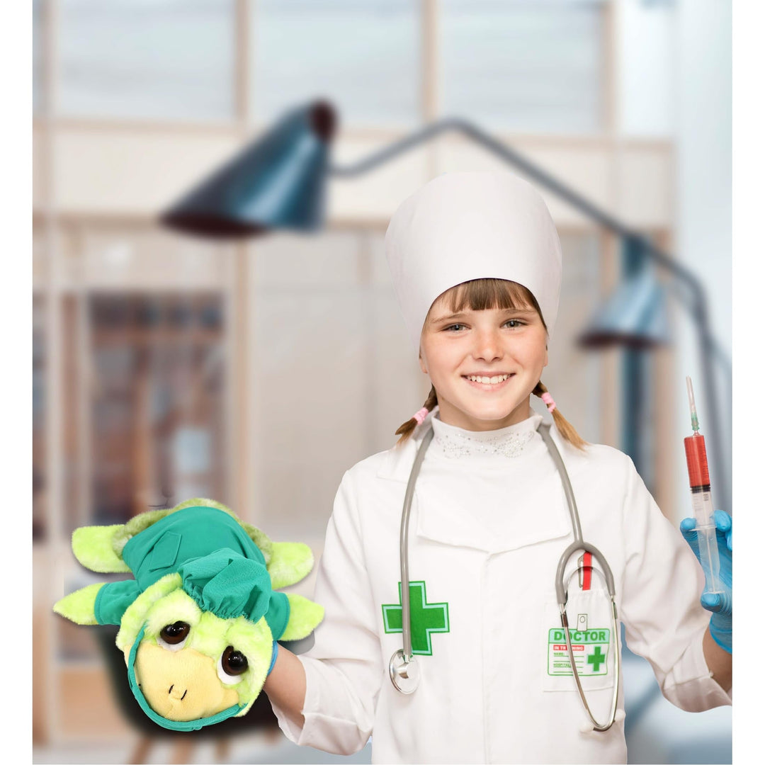 Green Sea Turtle Large Doctor Plush with Scrub Uniform and Cap 11