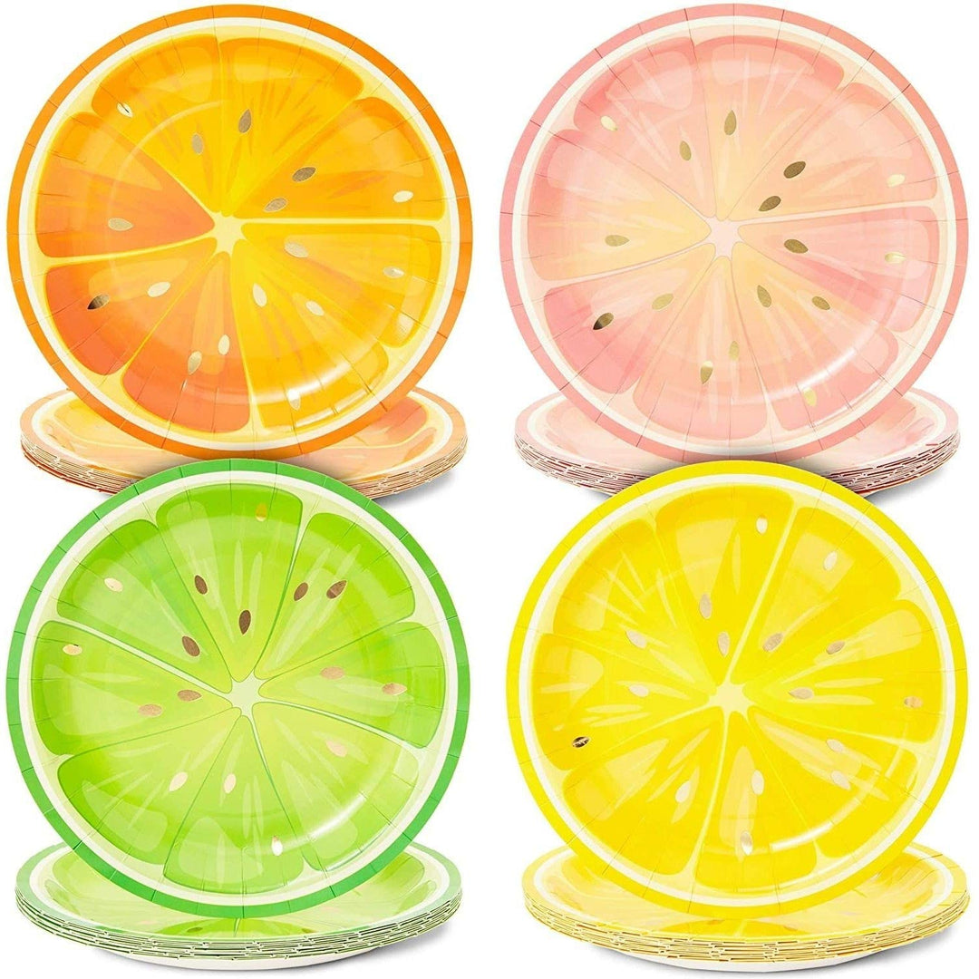 48 Summer Citrus Paper Dinner Plates Birthday Party Baby Shower 9in 9" X Yellow Fruit Casual Round Plastic