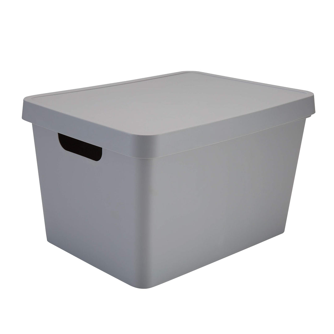 Simplify Large Vinto Storage Box | Stackable | Home Organization | Bathroom | Accessories | Toys | Closet | 2 Handles | Grey