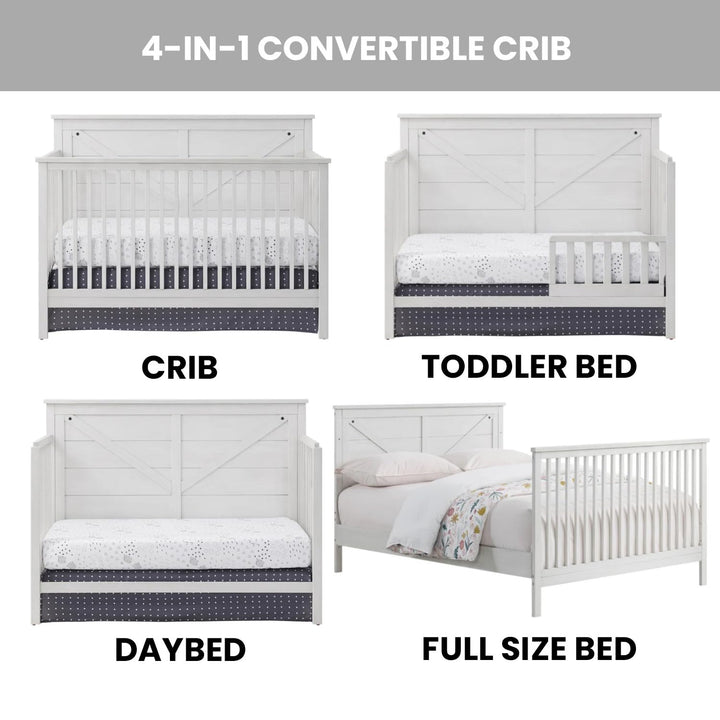 Oxford Baby Montauk 4-in-1 Convertible Crib Barn GreenGuard