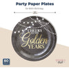 80th Birthday Party Paper Plates (9 Inches 80 Pack) Black Holiday