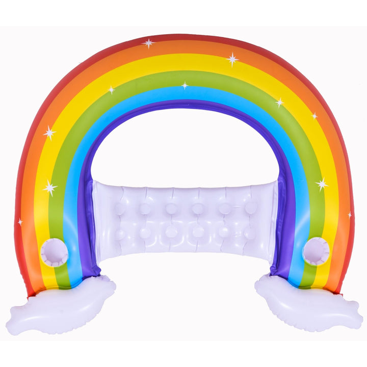 58" Inflatable Rainbow Swimming Pool Lounge Chair White