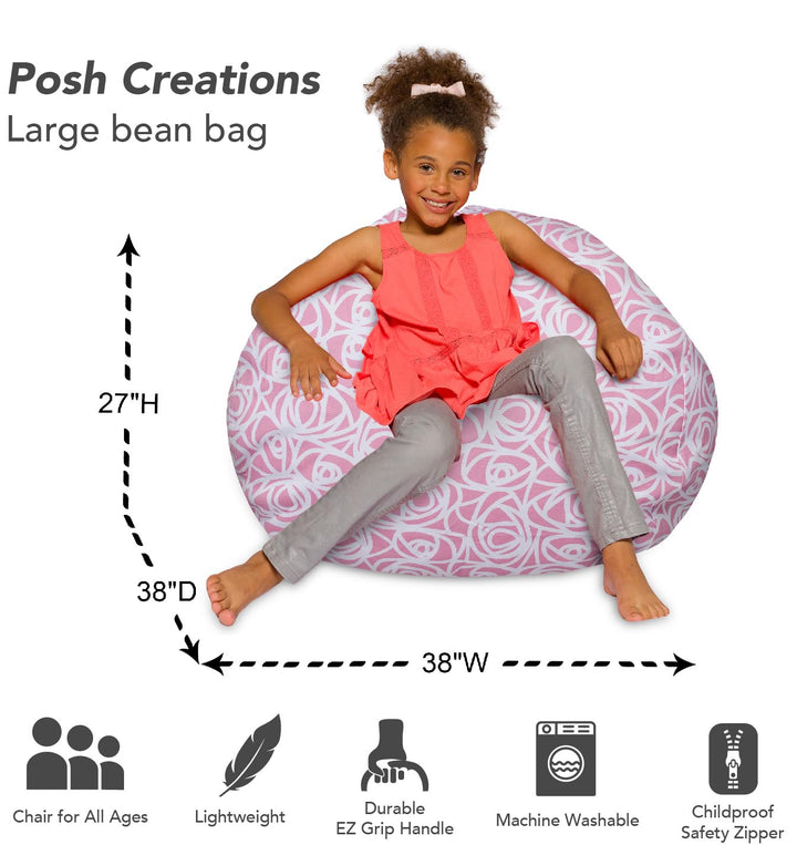 Posh Beanbags Bean Bag Chair Large-38in Canvas Birds