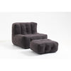 L-Shape Fluffy Bean Bag Chair Modern Focus Lazy Loveseat with Dice Type Ottomans for Livingroom Black Moroccan Beach Contemporary Solid Felt Foam