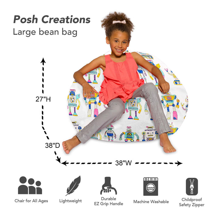 Posh Beanbags Bean Bag Chair Large-38in Canvas Birds