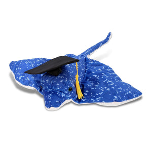 Spotted Blue Ray Graduation Plush Toy with Cap 17 Inches Black Polyester