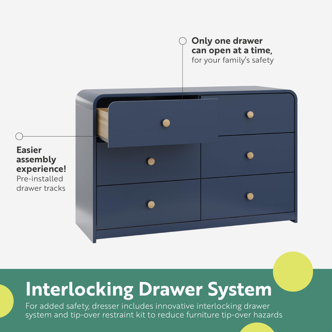 Storkcraft Santos 6 Drawer Dresser (Black) Dresser for Nursery