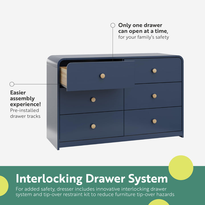 Storkcraft Santos 6 Drawer Dresser (Black) Dresser for Nursery