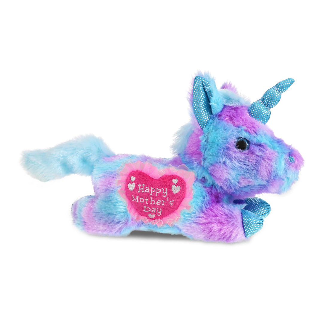 Cotton Candy Plush Friday Blue Unicorn 10.5 Inches Pink Purple Polyester