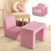 2-in-1 Multifunctional Kids Sofa Convertible Table and Chair Set for 3