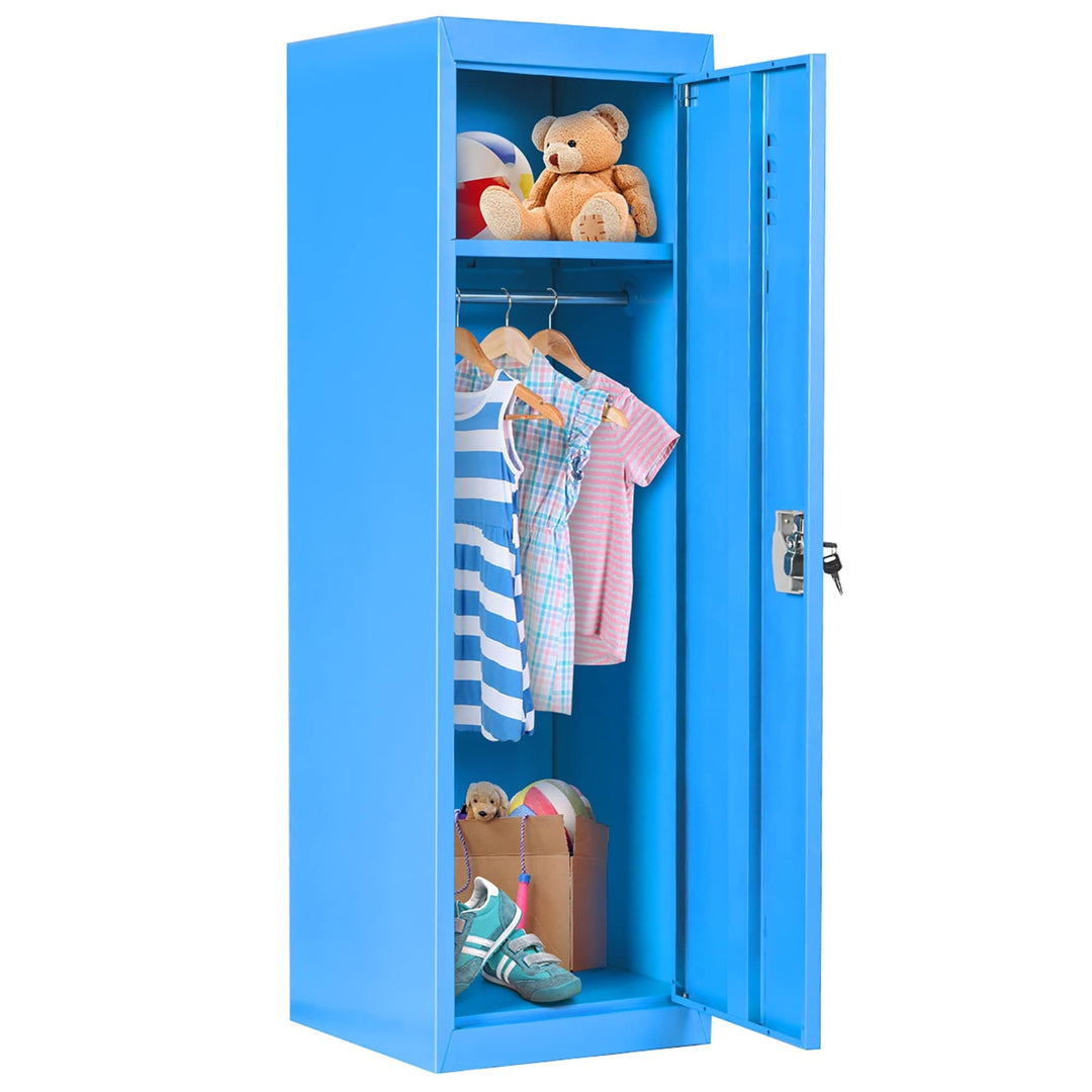 Standing Children Lockable Storage Cabinet Kid Safe Metal Blue Iron