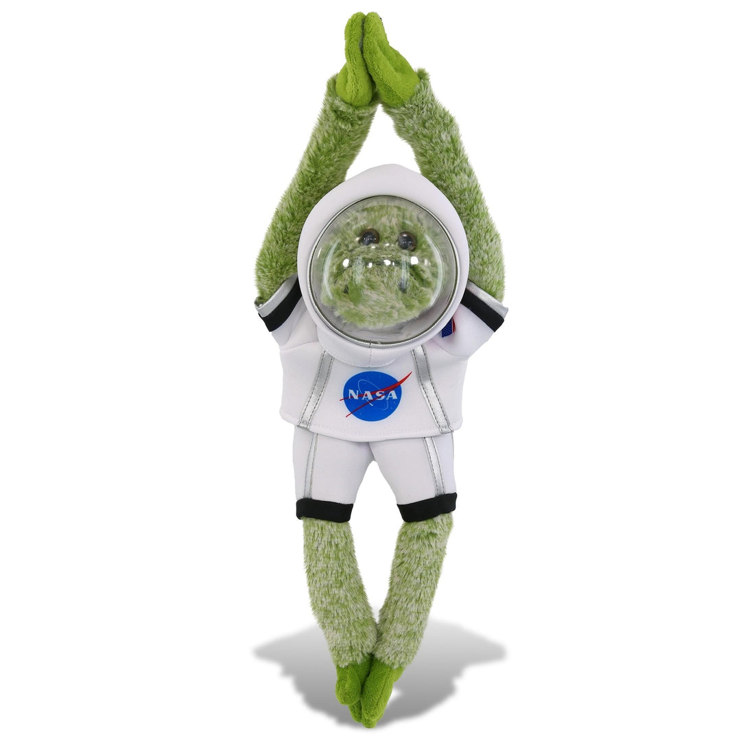 Hanging Alligator Astronaut Plush Toy W/Helmet and Suit 21 Inches Green White Polyester