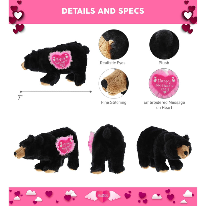 Happy Mother's Day Soft Plush Wild Black Bear with Pink Heart 11