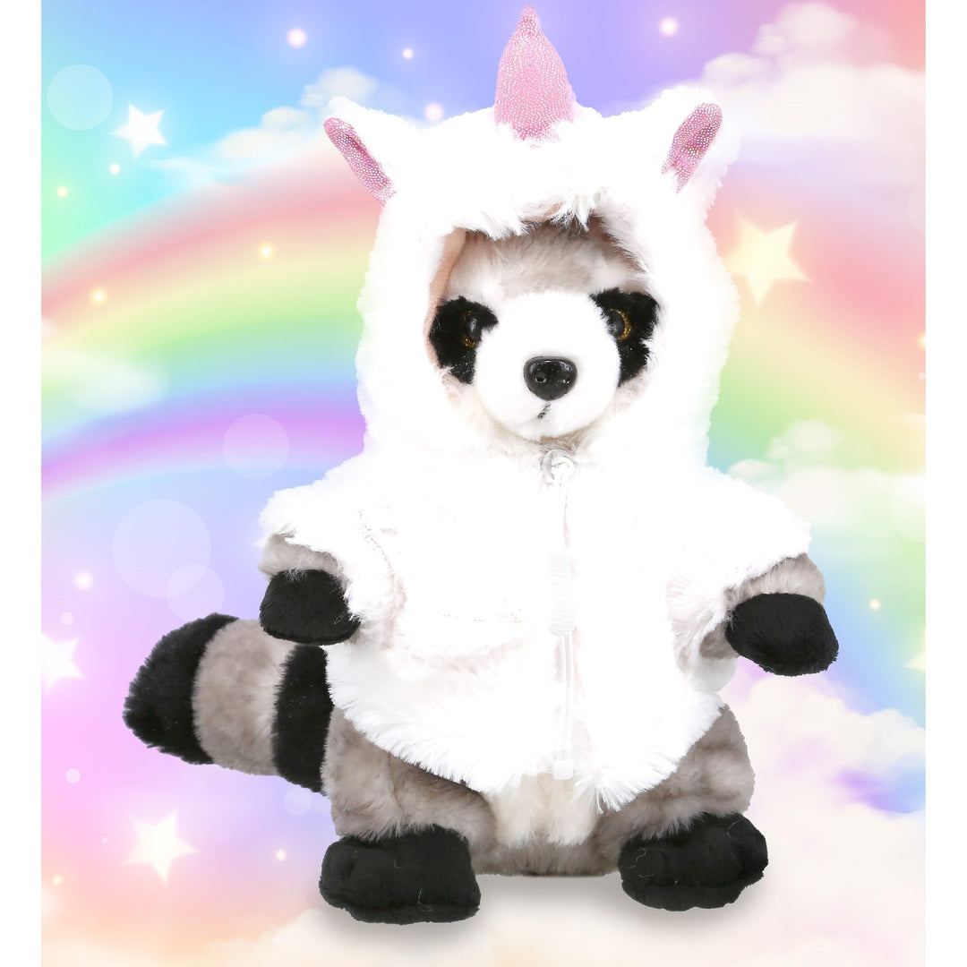 Raccoon Unicorn Plush with Clothes Stuffed Animal Outfit 9 Inches