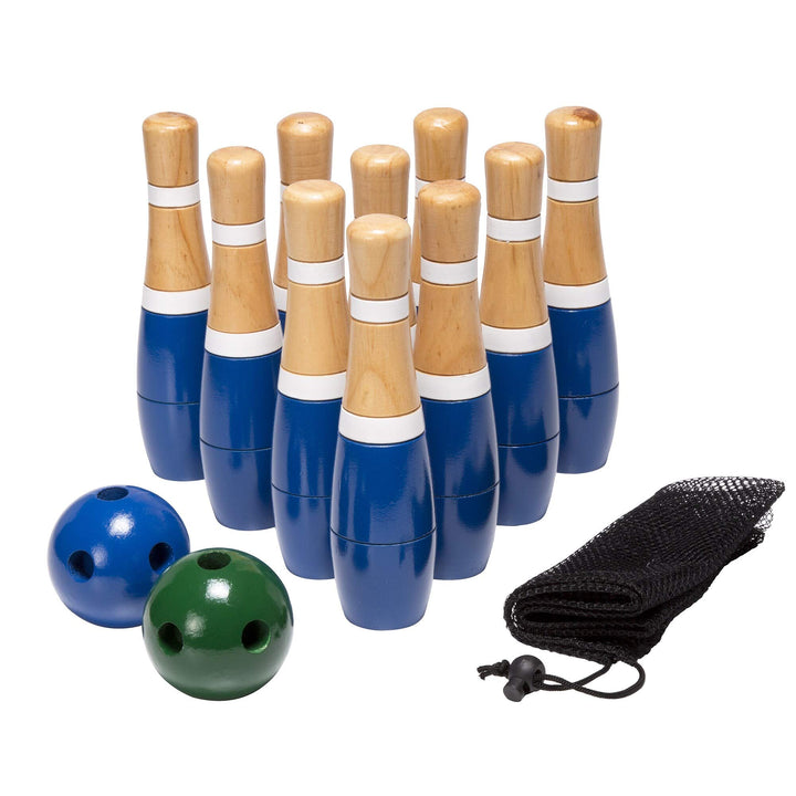 8-inch Wooden Lawn Bowling Set - Blue 8 Inches Girls